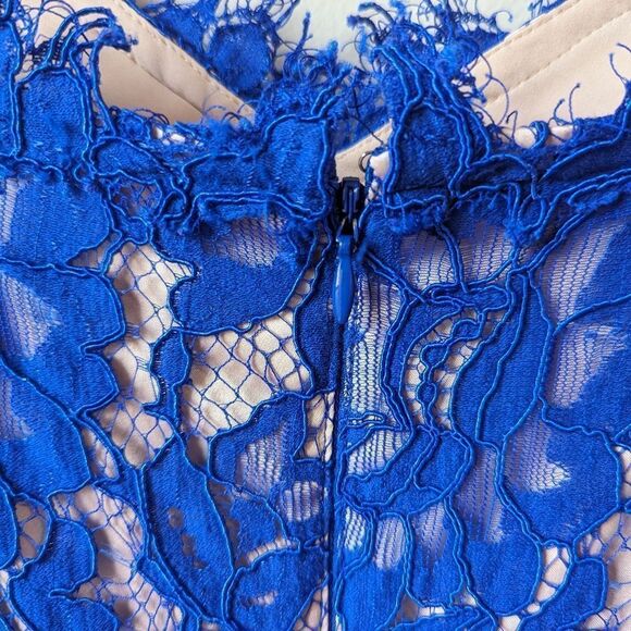 Eliza J Lace Cobalt Blue Illusion Dress Women's Sz 10 Pockets Adjustable NWOT - Picture 14 of 16